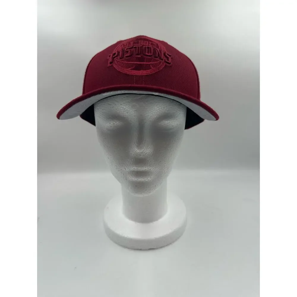 Detroit Pistons Hat Cap - Size 7 1/4 - 59Fifty New Era - Red on Red - NBA
